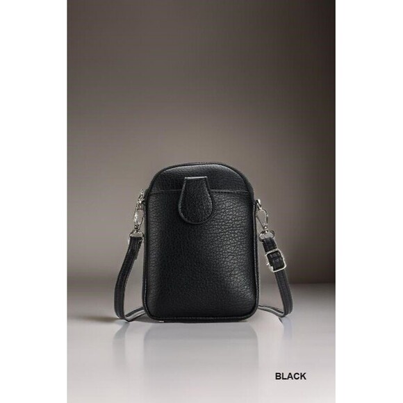 VEGAN LEATHER MINI CROSSBODY MESSENGER BAG - Picture 1 of 5